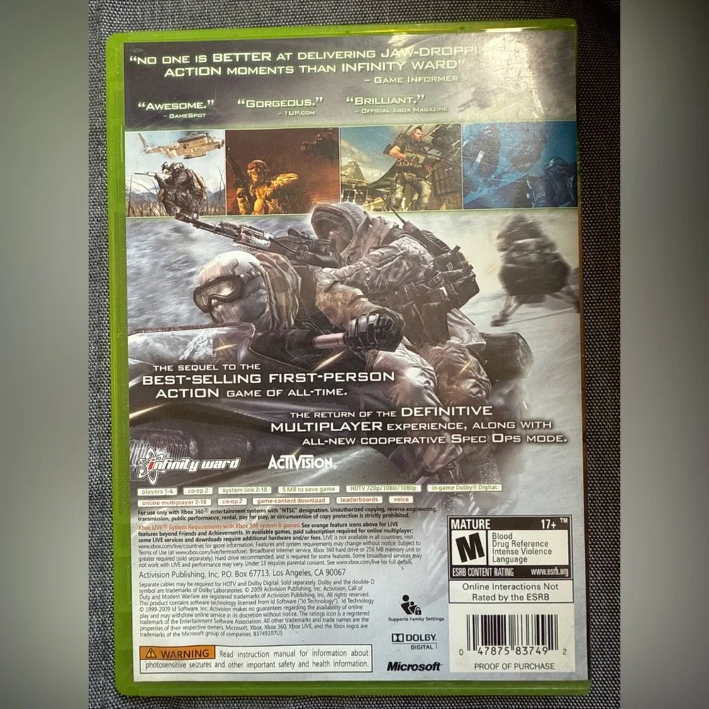 CASE and MANUAL ONLY for Call of Duty: Modern Warfare 2, (Microsoft Xbox 360)